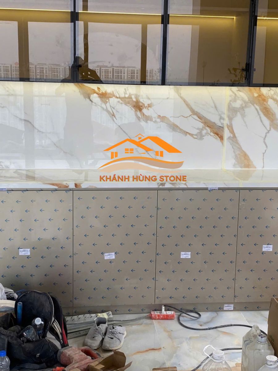 Thi Công Bàn Bếp Đá Hoa Cương Lamar Tại Nhà Bè