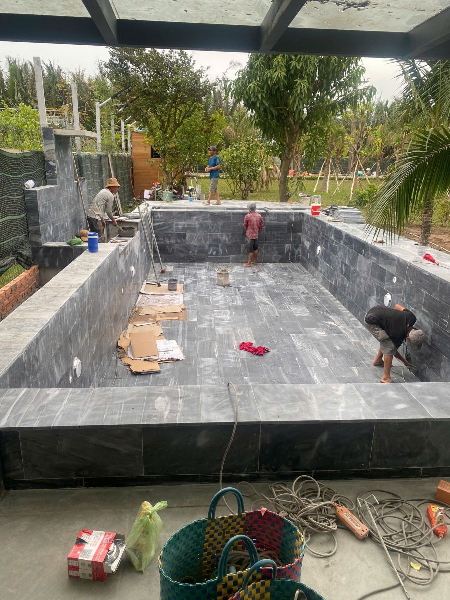 Thi Công Bể Bơi Đá Hoa Cương Tại Quận 7